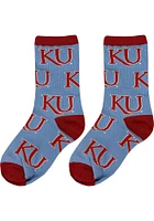 Kansas Jayhawks Allover Youth Quarter Socks