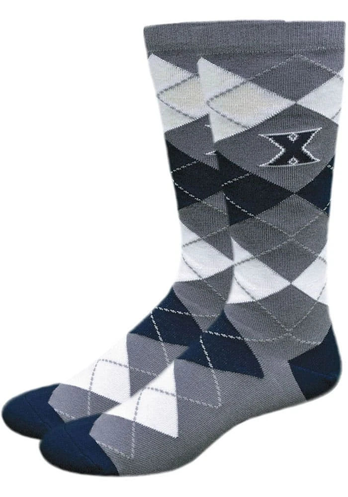 Xavier Musketeers Charcoal Mens Argyle Socks