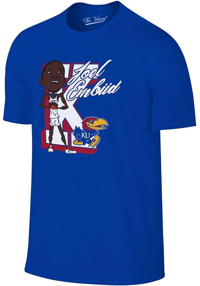 Joel Embiid Kansas Jayhawks Blue The Victory Bobblehead Short Sleeve T Shirt