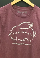 Rally Cincinnati Maroon Flying Pig Short Sleeve T Shirt