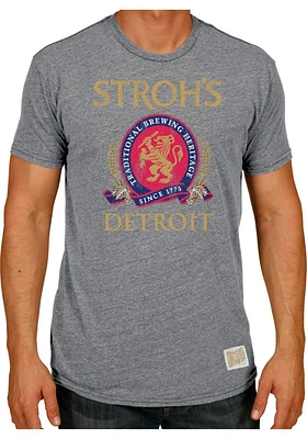 Original Retro Brand Detroit Grey Strohs Beer Logo Short Sleeve Fashion T Shirt