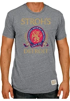 Original Retro Brand Detroit Grey Strohs Beer Logo Short Sleeve Fashion T Shirt
