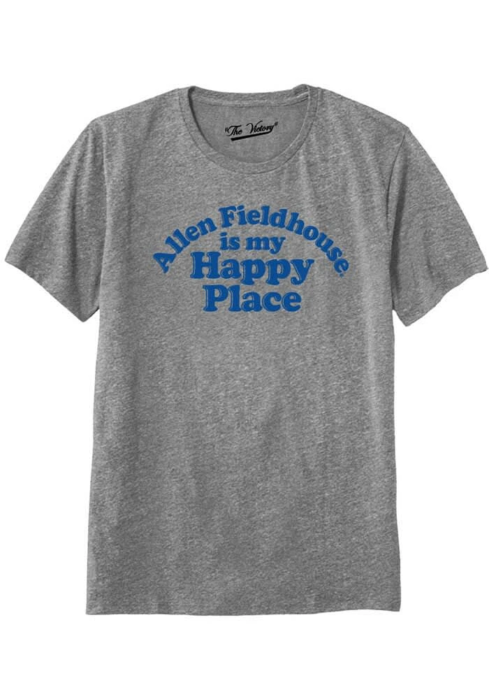 Kansas Jayhawks Grey Happy Place Short Sleeve Fashion T Shirt
