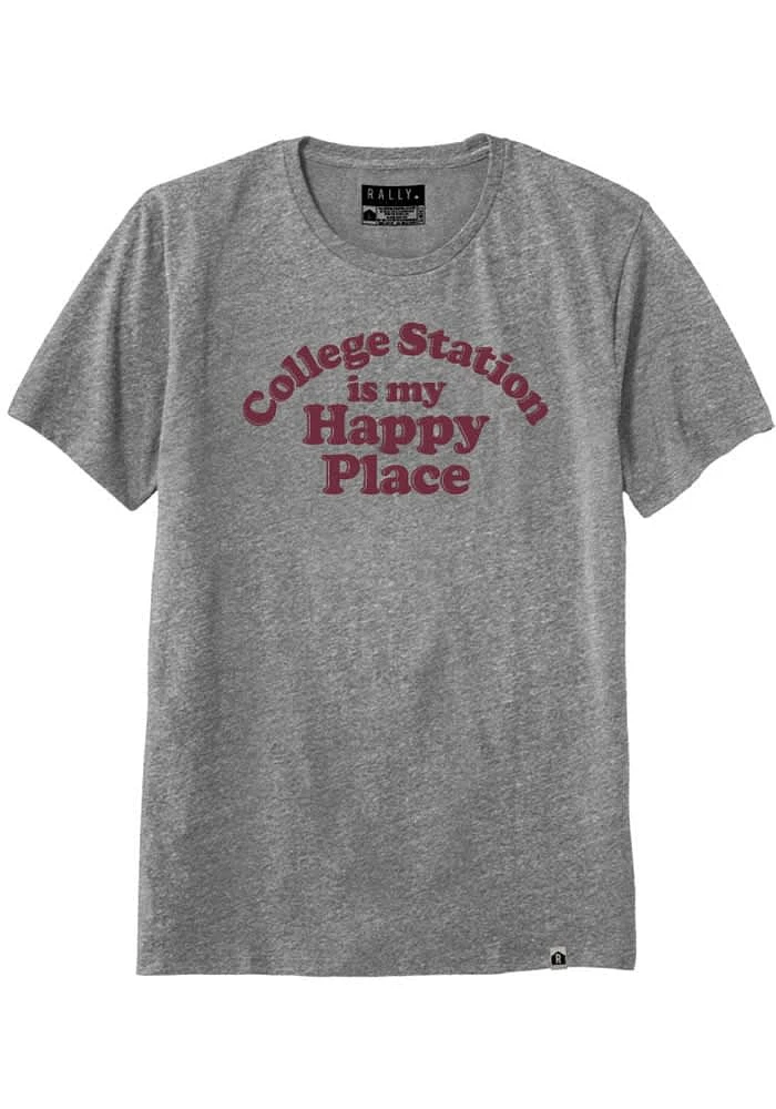Rally Texas Grey Happy Place Short Sleeve Fashion T Shirt