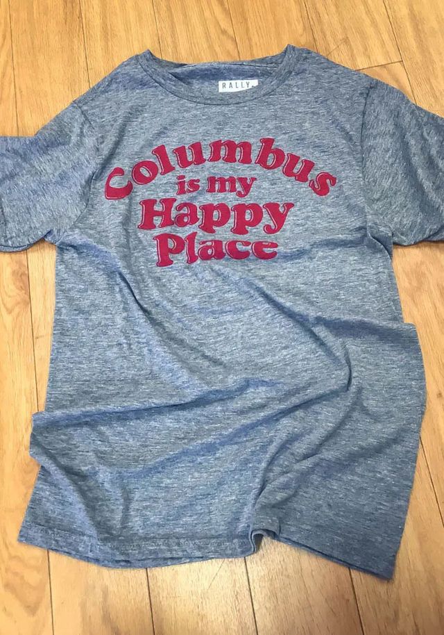 Rally Ohio Grey Columbus Is My Happy Place Short Sleeve T Shirt