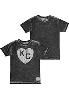 Original Retro Brand Kansas City Monarchs Black Burn Out Heart Short Sleeve Fashion T..