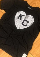 Original Retro Brand Kansas City Monarchs Black Burn Out Heart Short Sleeve Fashion T..
