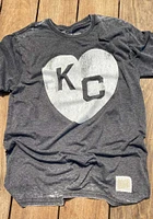 Original Retro Brand Kansas City Monarchs Black Burn Out Heart Short Sleeve Fashion T..