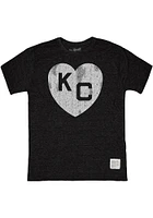 Original Retro Brand Kansas City Monarchs Black Solid Heart Short Sleeve Fashion T Shi..