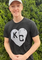 Original Retro Brand Kansas City Monarchs Black Solid Heart Short Sleeve Fashion T Shi..