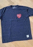 Original Retro Brand Kansas City Monarchs Navy Blue Monarch Heart Short Sleeve Fashion T Shirt