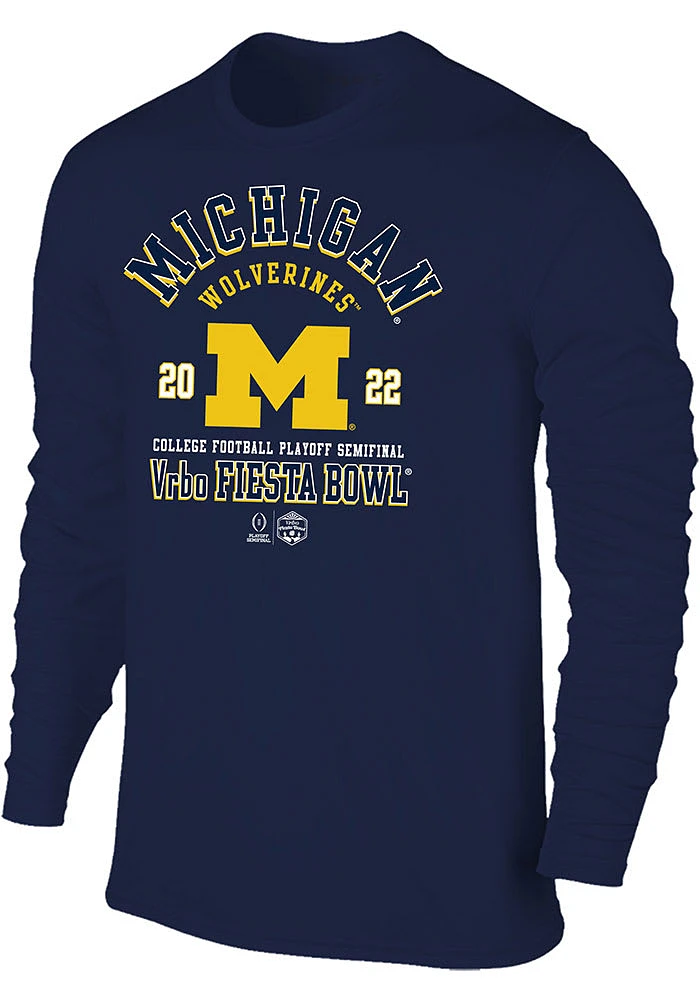Michigan Wolverines Blue 2022 College Football Playoff Bound Long Sleeve Fashion T Shirt