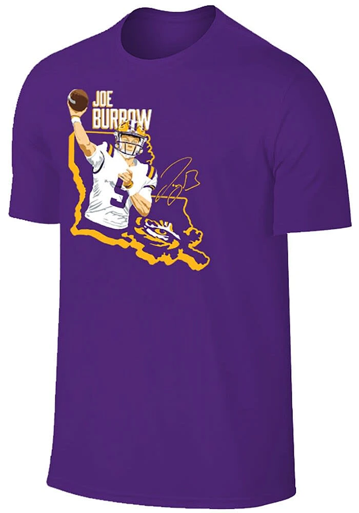 Joe Burrow LSU Tigers Purple The Victory Caricature Short Sleeve T Shirt