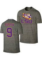 Joe Burrow LSU Tigers Grey Name And Number Short Sleeve Player T Shirt