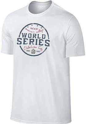 RALLY White Womens College World Series Pennant Short Sleeve T Shirt