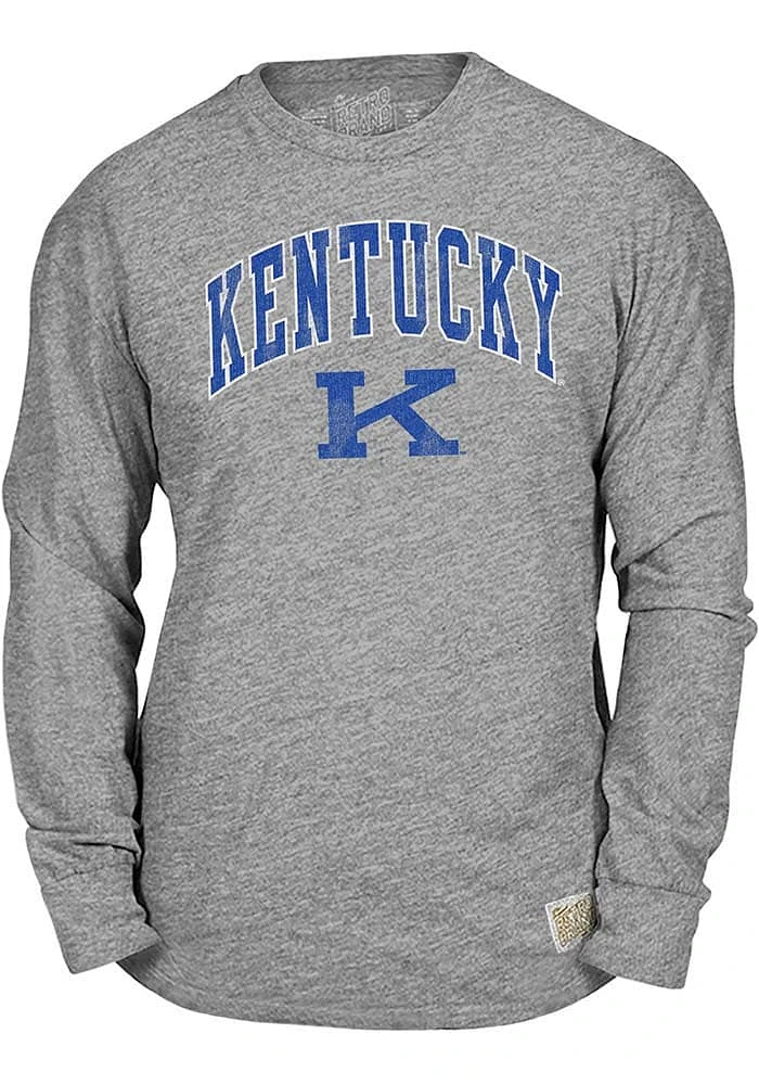 Original Retro Brand Kentucky Wildcats Grey Arch Mascot Long Sleeve Fashion T Shirt