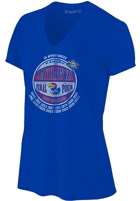 Kansas Jayhawks Womens Blue 2022 Final Four Ball Appearances Short Sleeve T-Shirt