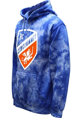 FC Cincinnati Mens Blue Color Wash Logo Fashion Hood