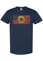 Kansas Womens Navy Blue Sunflower Flag Short Sleeve T-Shirt