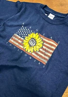 Kansas Womens Navy Blue Sunflower Flag Short Sleeve T-Shirt