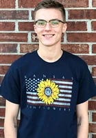 Kansas Womens Navy Blue Sunflower Flag Short Sleeve T-Shirt