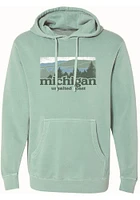 Michigan Mens Green Landscape Long Sleeve Hoodie