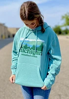 Michigan Mens Green Landscape Long Sleeve Hoodie