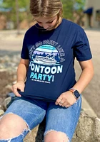 RALLY Navy Blue Pontoon Party Short Sleeve T Shirt