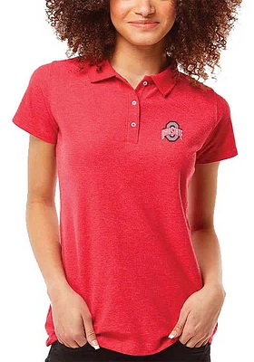 Ohio State Buckeyes Womens Red Active Short Sleeve Polo Shirt