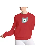 Ohio State Buckeyes Womens Red Buckeye Leaf Crew Sweatshirt