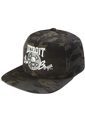 Detroit Pistons Black Camo Flatbill Mens Snapback Hat