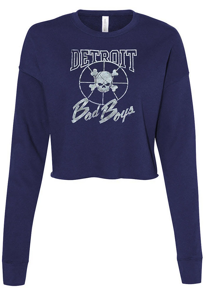 Detroit Pistons Womens Navy Blue Bad Boys LS Tee