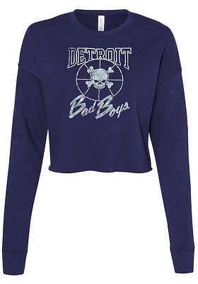 Detroit Pistons Womens Navy Blue Bad Boys LS Tee