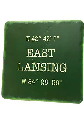 East Lansing Coordinates 4x4 Coaster - Green