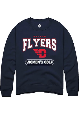 Rally Dayton Flyers Mens Navy Blue Women's Golf Long Sleeve Crew Sweatshirt