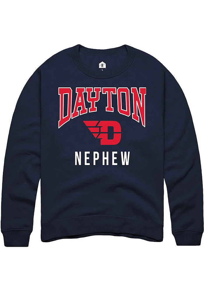 Rally Dayton Flyers Mens Navy Blue Nephew Long Sleeve Crew Sweatshirt