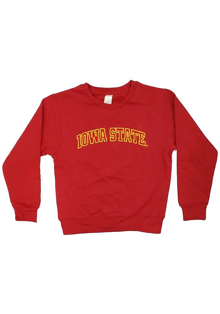 Iowa State Cyclones Youth Cardinal Arched Wordmark Long Sleeve Crew Sweatshirt