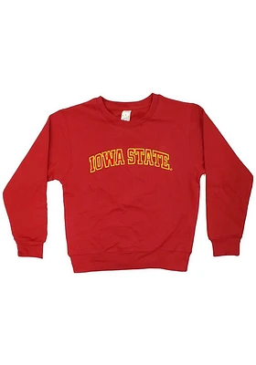 Iowa State Cyclones Youth Cardinal Arched Wordmark Long Sleeve Crew Sweatshirt