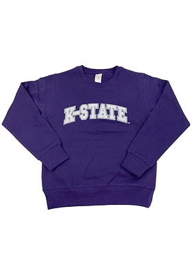 K-State Wildcats Youth Purple Arched Wordmark Long Sleeve Crew Sweatshirt