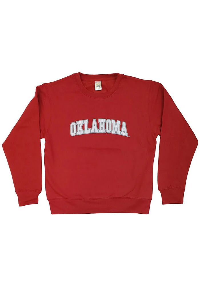 Oklahoma Sooners Youth Cardinal Arched Wordmark Long Sleeve Crew Sweatshirt