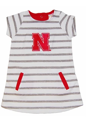 Nebraska Cornhuskers Toddler Girls Ivory French Terry Short Sleeve Dress