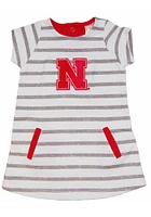 Nebraska Cornhuskers Toddler Girls Ivory French Terry Short Sleeve Dress