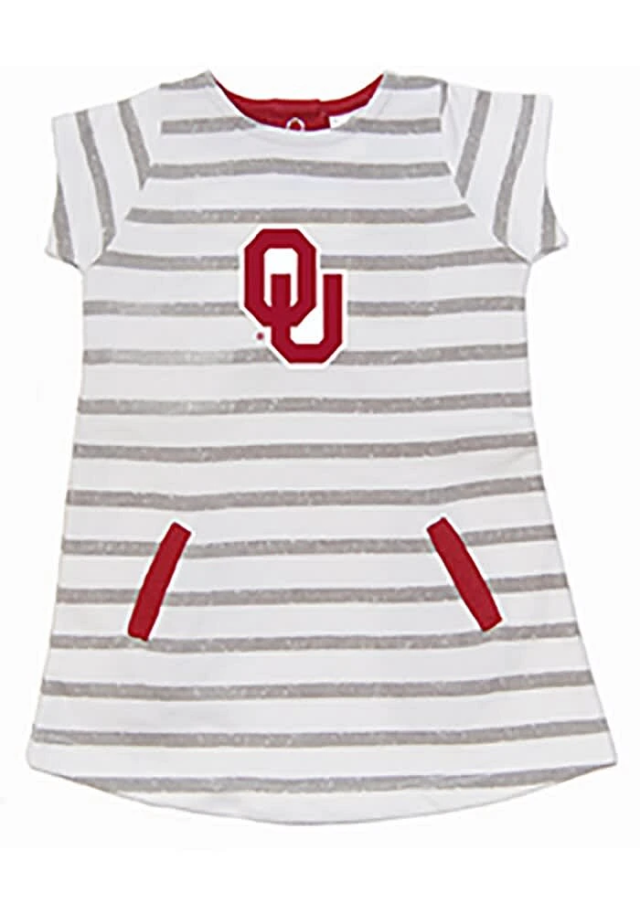 Oklahoma Sooners Toddler Girls Ivory French Terry Short Sleeve Dress