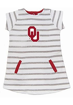 Oklahoma Sooners Toddler Girls Ivory French Terry Short Sleeve Dress