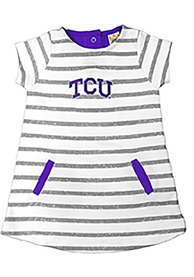 TCU Horned Frogs Toddler Girls Ivory French Terry Short Sleeve Dress