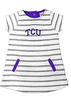 TCU Horned Frogs Toddler Girls Ivory French Terry Short Sleeve Dress