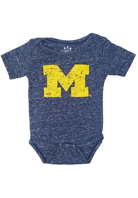 Michigan Wolverines Baby Blue Primary Distressed Short Sleeve One Piece