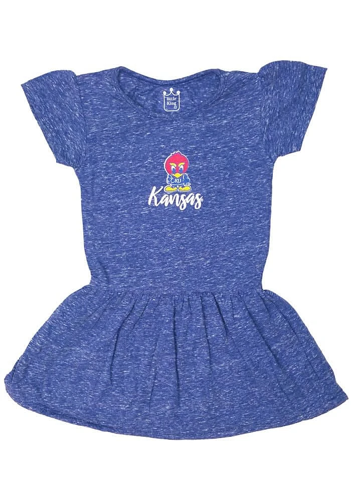 Kansas Jayhawks Toddler Girls Blue Primary Logo Short Sleeve Dress