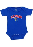 Kansas Jayhawks Baby Blue Arch Mascot Short Sleeve One Piece
