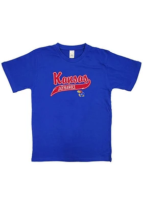 Kansas Jayhawks Youth Blue Mascot Short Sleeve T-Shirt